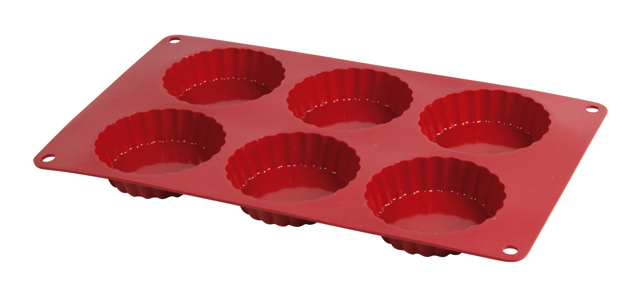 Image de Moule à 6 Tartelettes en Silicone Rouge - Gamme Candy - 29 x 17 x 2 cm