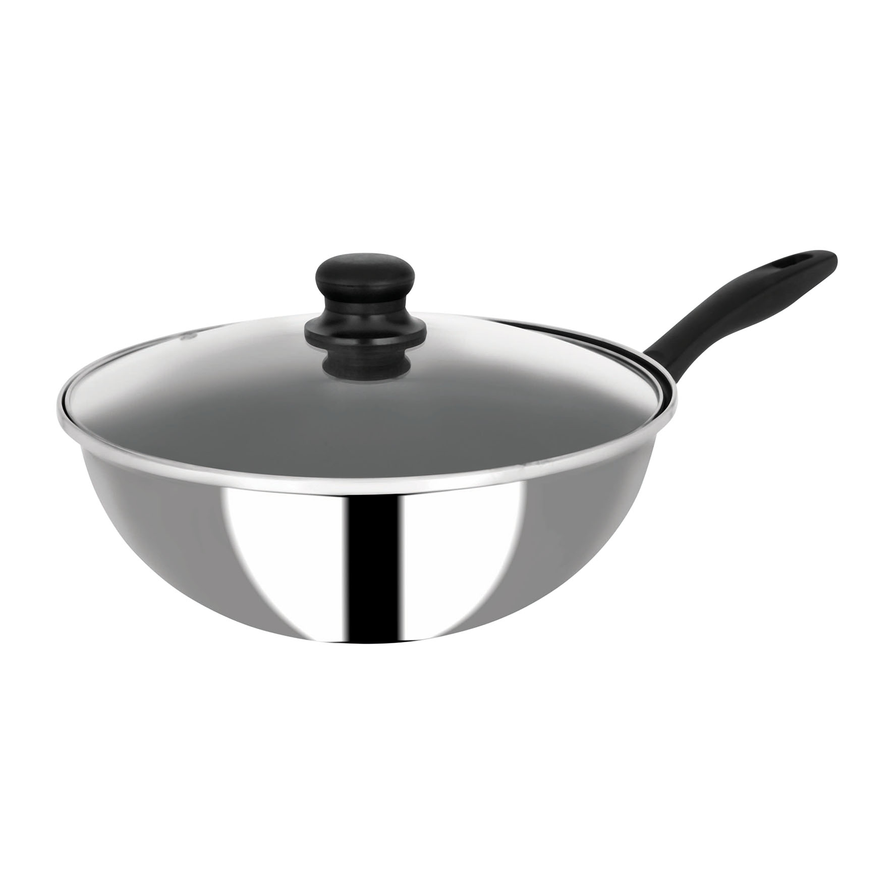 Image de Wok Acier Revêtu - Tempo Titanium - Manche Bakélite - Noir Brillant - 28 cm