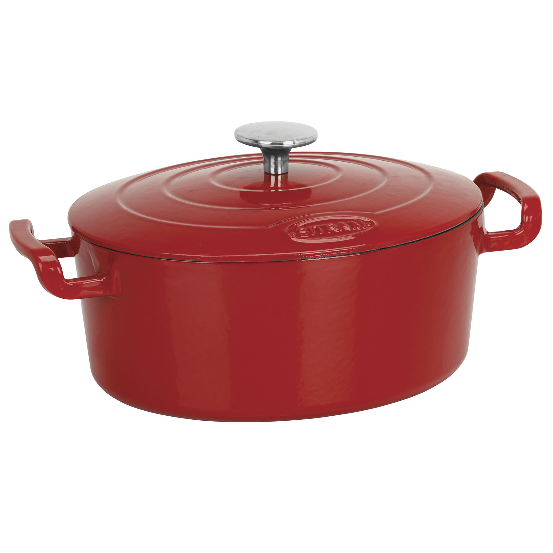 Image de COCOTTE Sitrabella ovale en fonte émaillée 4 litres - Extérieur rouge et intérieur blanc - toutes sources de chaleur y compris induction et four 