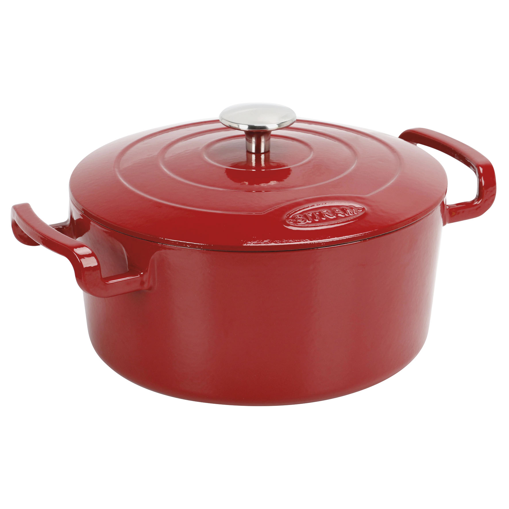 Image de COCOTTE Sitrabella ronde en fonte émaillée 5 litres - Extérieur rouge et intérieur blanc - toutes sources de chaleur y compris induction et four 