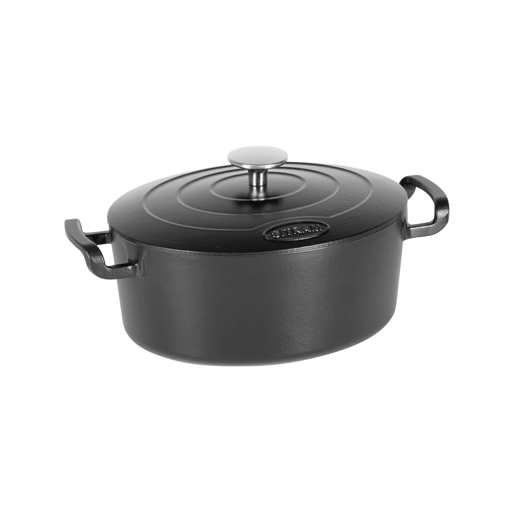 Image de COCOTTE Sitrabella ovale en fonte émaillée 4 litres - Extérieur et intérieur noir - toutes sources de chaleur y compris induction et four 