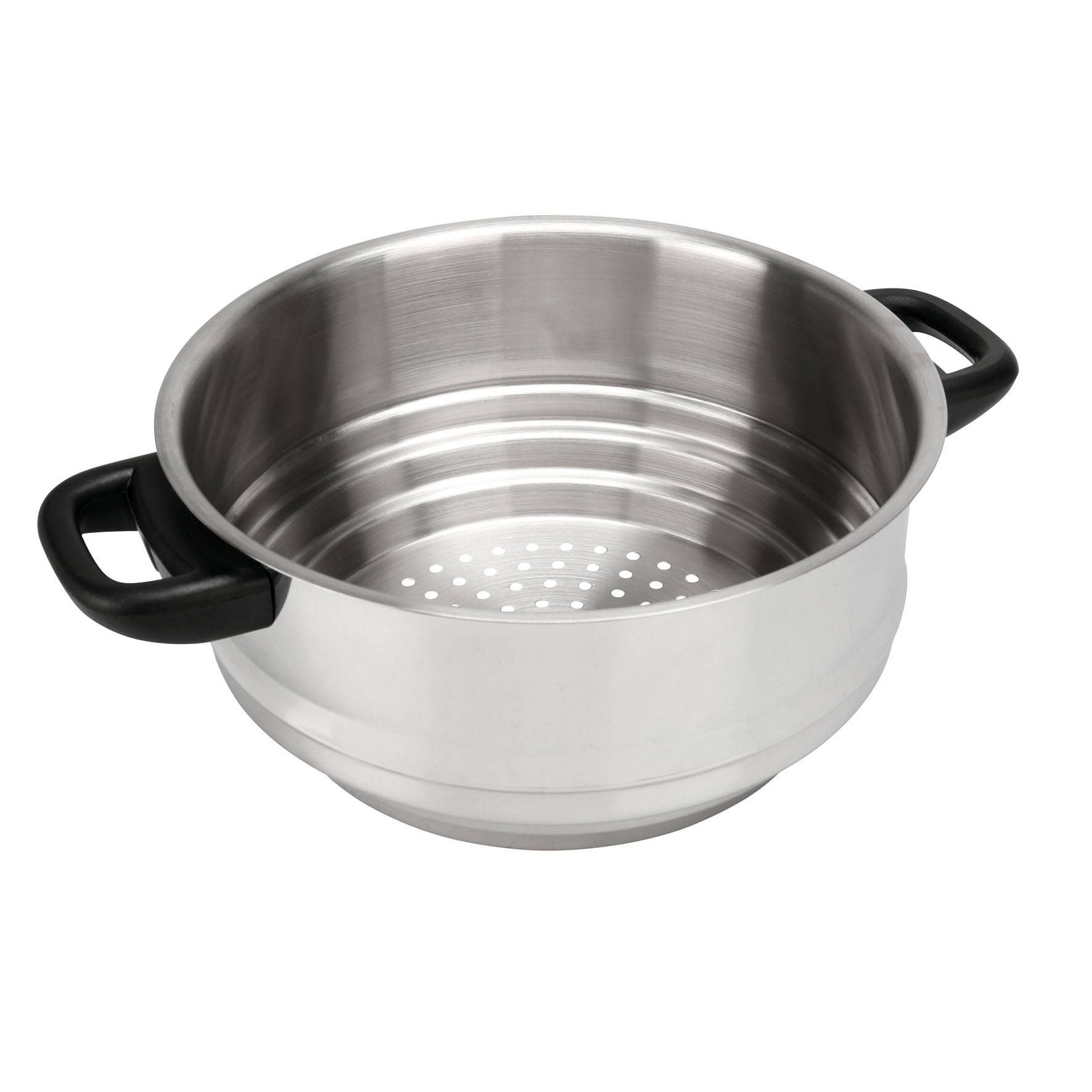 Image de Panier Vapeur en Acier Inoxydable adaptable sur différents diamètres : Ø 20-24 cm H. 10,5 cm - Poignées plastiques thermorésistantes