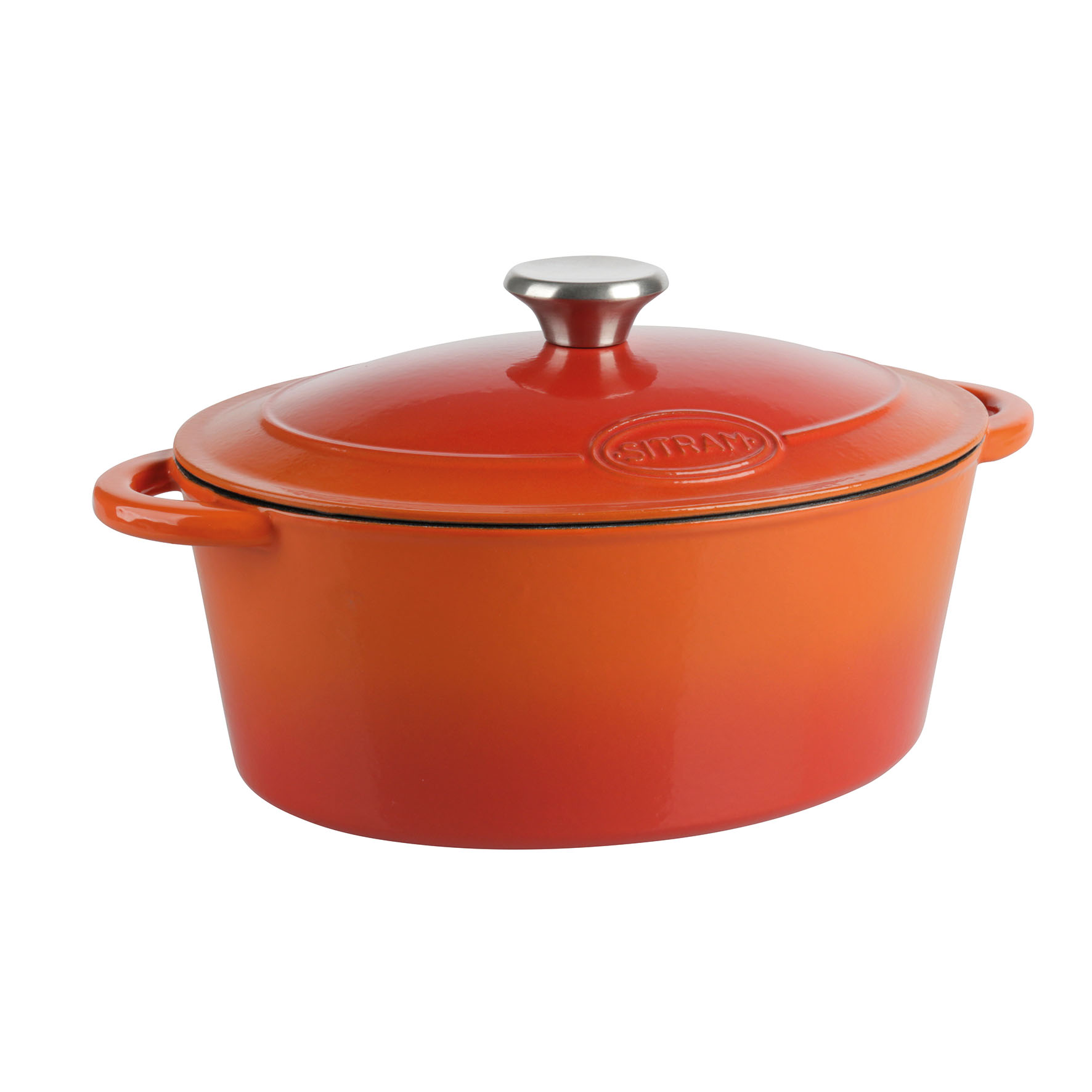 Image de Cocotte Ovale en fonte d'acier émaillée modèle TRADIFONTE 4 L Orange