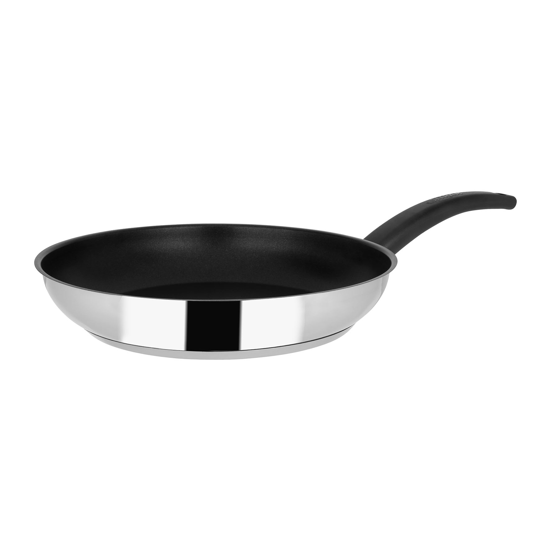 Image de Poêle en acier inoxydable Ø28cm H5cm - Revêtement anti-adhésif 2 couches sans PFOA - Manche ergonomique thermorésistant- Tous feux dont induction