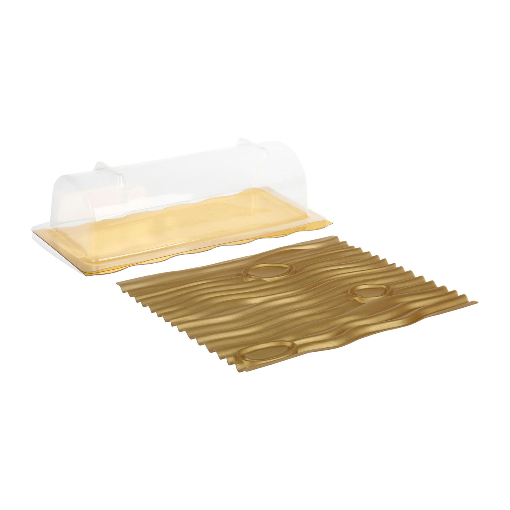 Image de Moule à bûche en Silicone doré - Gamme NATURE DOREE - L 28.5 cm l 13 cm H 7.5 cm 