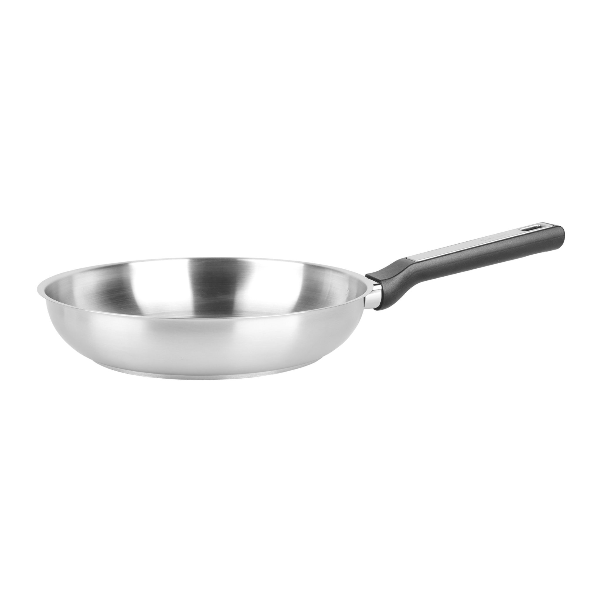 Image de Poêle Inox recyclé Ø 26 cm H 5 cm Sans Revêtement Avec manche en bakélite avec insert en inox Avec logo Recyclé Epaisseur fond 5.1 mm Tous feux dont induction