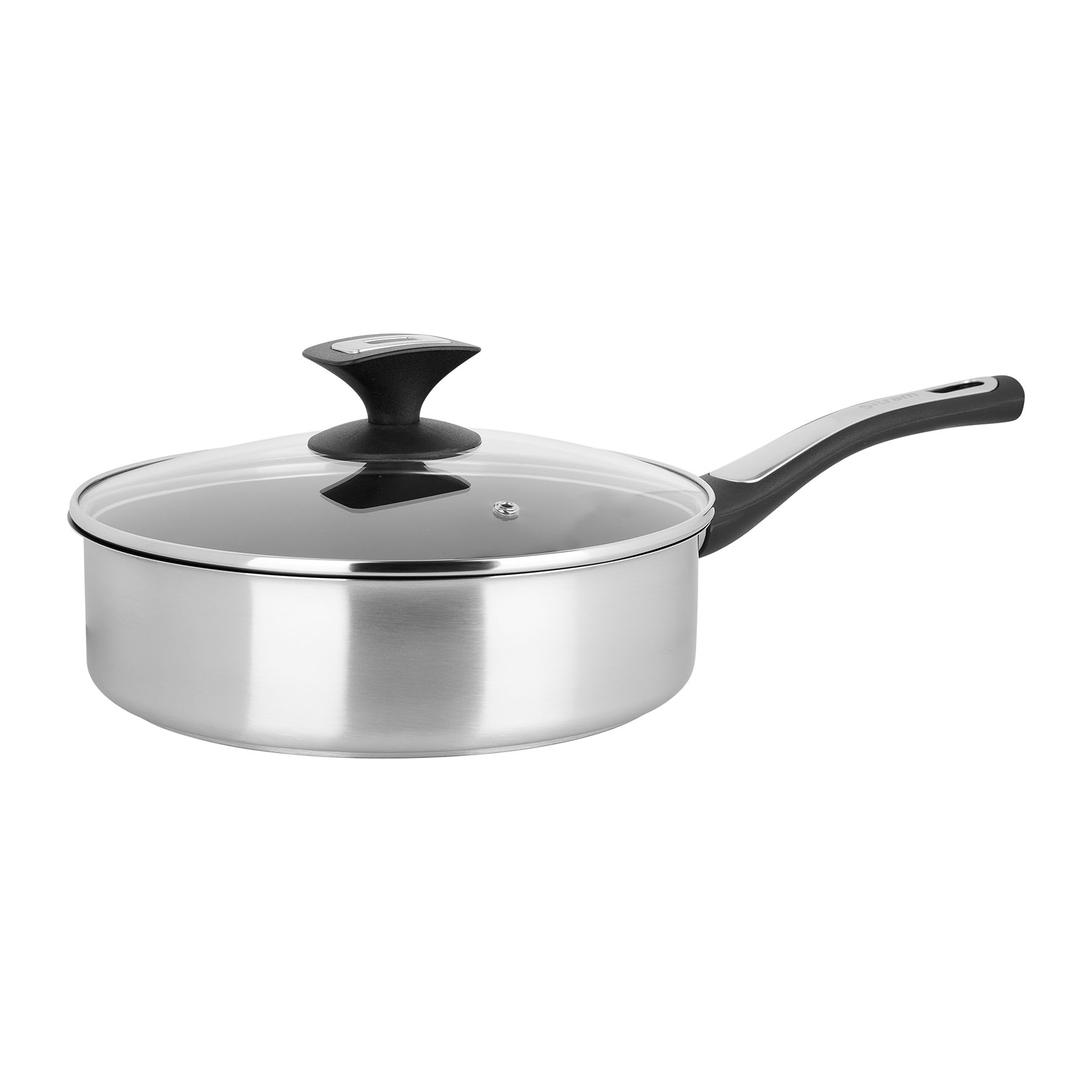 Image de Sauteuse Sitram Ø 24 cm en Acier Inoxydable recyclé + Couvercle Vapeur en Verre - Revêtement intérieur sans PFOA - Tous feux dont induction