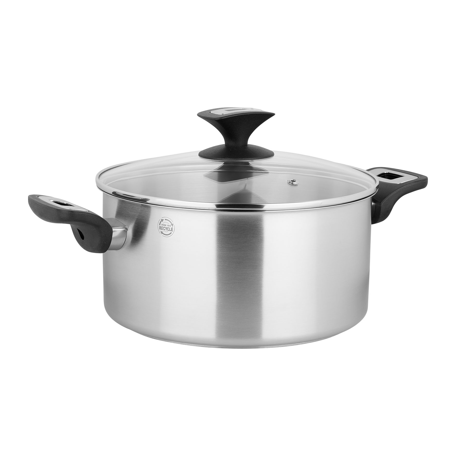 Image de Faitout Sitram Ø 24 cm en Acier Inoxydable recyclé + Couvercle Vapeur en Verre - Revêtement intérieur sans PFOA - Tous feux dont induction
