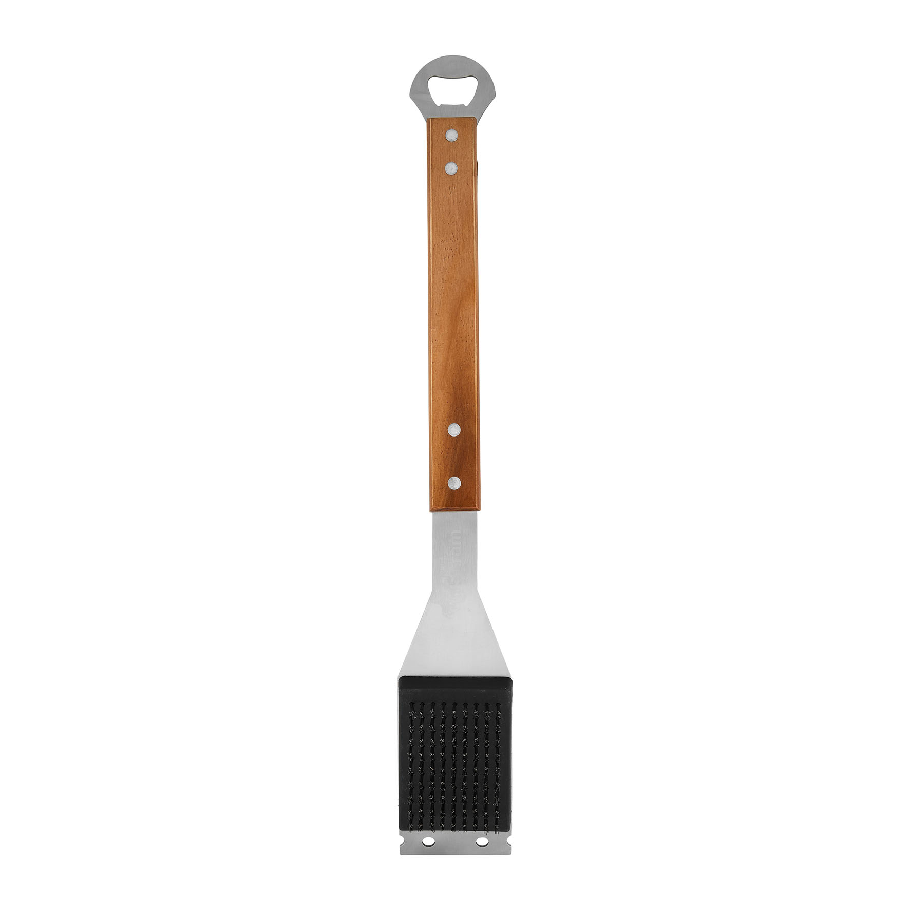 Image de BROSSE en ACIER INOXYDABLE MANCHE EN ACACIA AVEC DECAPSULEUR L 40CM