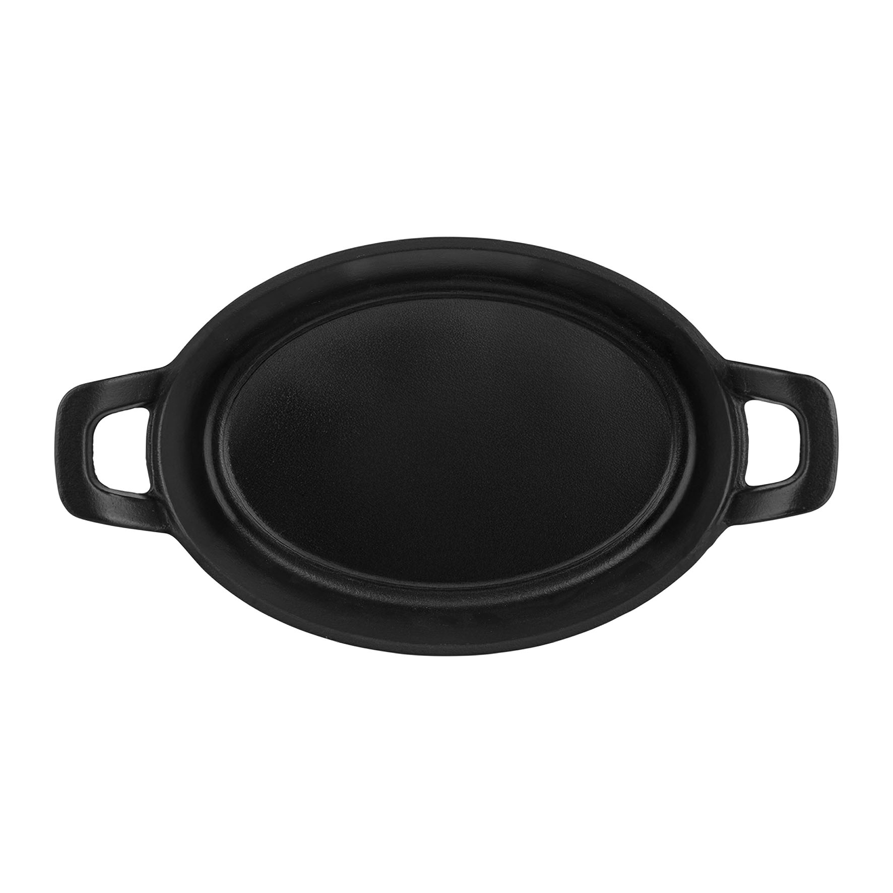 Image de Gril en fonte d'acier émaillée ovale 21.5 x 15.5 x 4cm - Compatible avec le four - Tous feux + induction