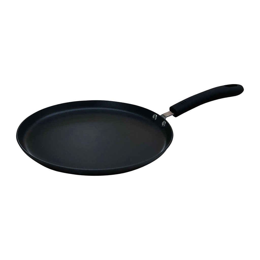 Image de Poêle à Crêpes en Aluminium pressé Noir Ø 28 cm - Revêtement anti-adhésif Whitford Xylan 2 couches sans PFOA - manche thermorésistant soft touch - Tous feux sauf induction