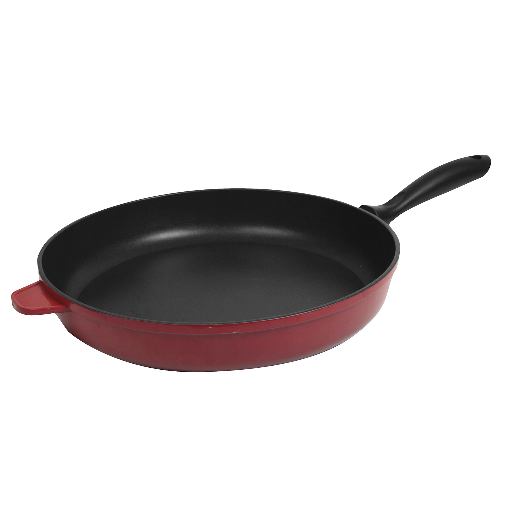 Image de Poêle Paprika diam. 32 cm rouge en fonte d'aluminium indéformable revêtement noir sans PFOA - tous feux dont induction - manche plastique thermorésistant