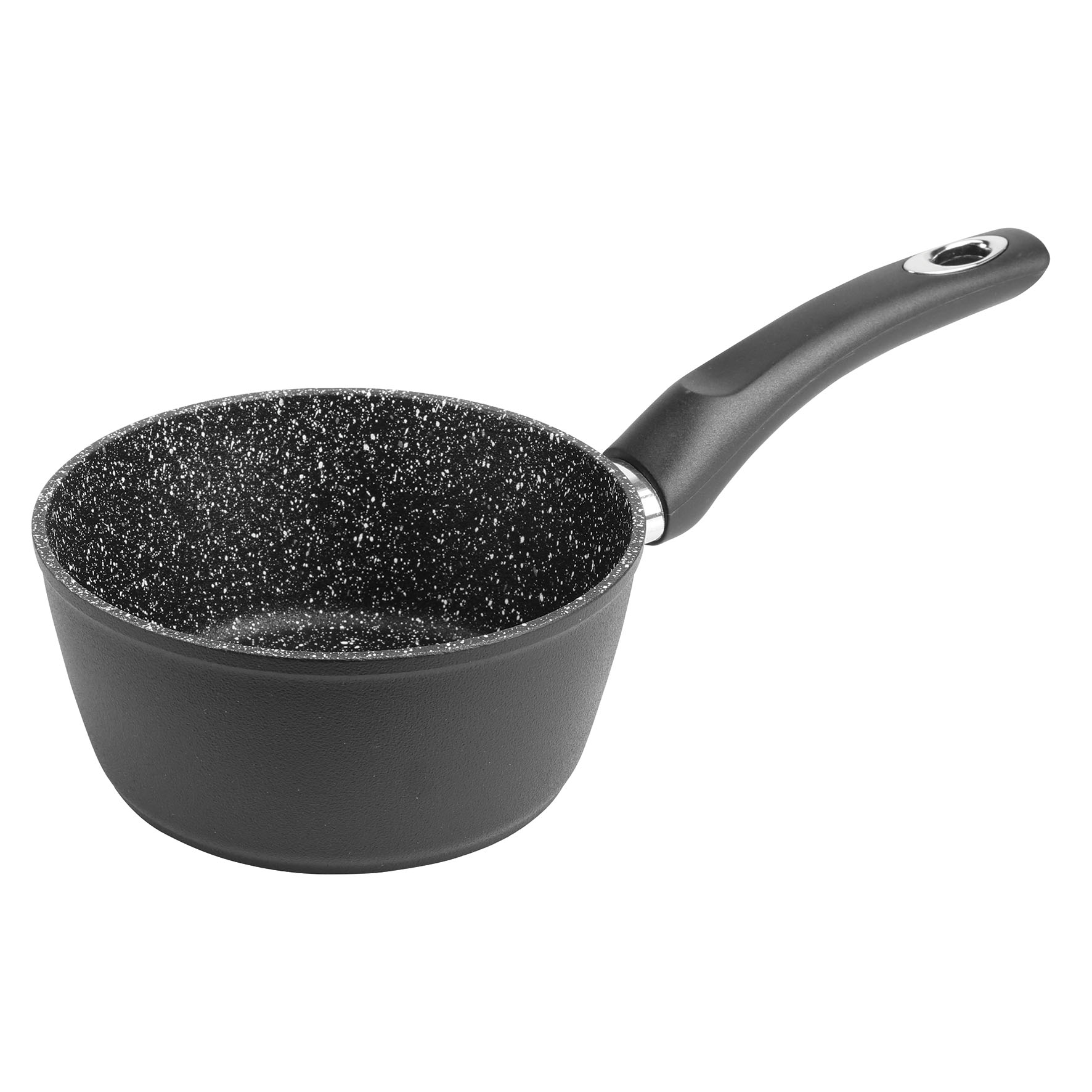Image de Casserole Gamme Granité Ø16 cm en aluminium forgé noir - Revêtement intérieur effet pierre anti-adhérent sans PFOA - tous feux dont induction
