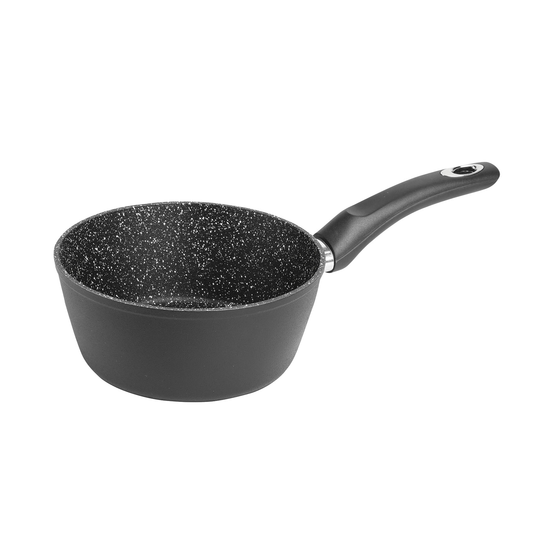 Image de Casserole Gamme Granité Ø18 cm en aluminium forgé noir - Revêtement intérieur effet pierre anti-adhérent sans PFOA - tous feux dont induction