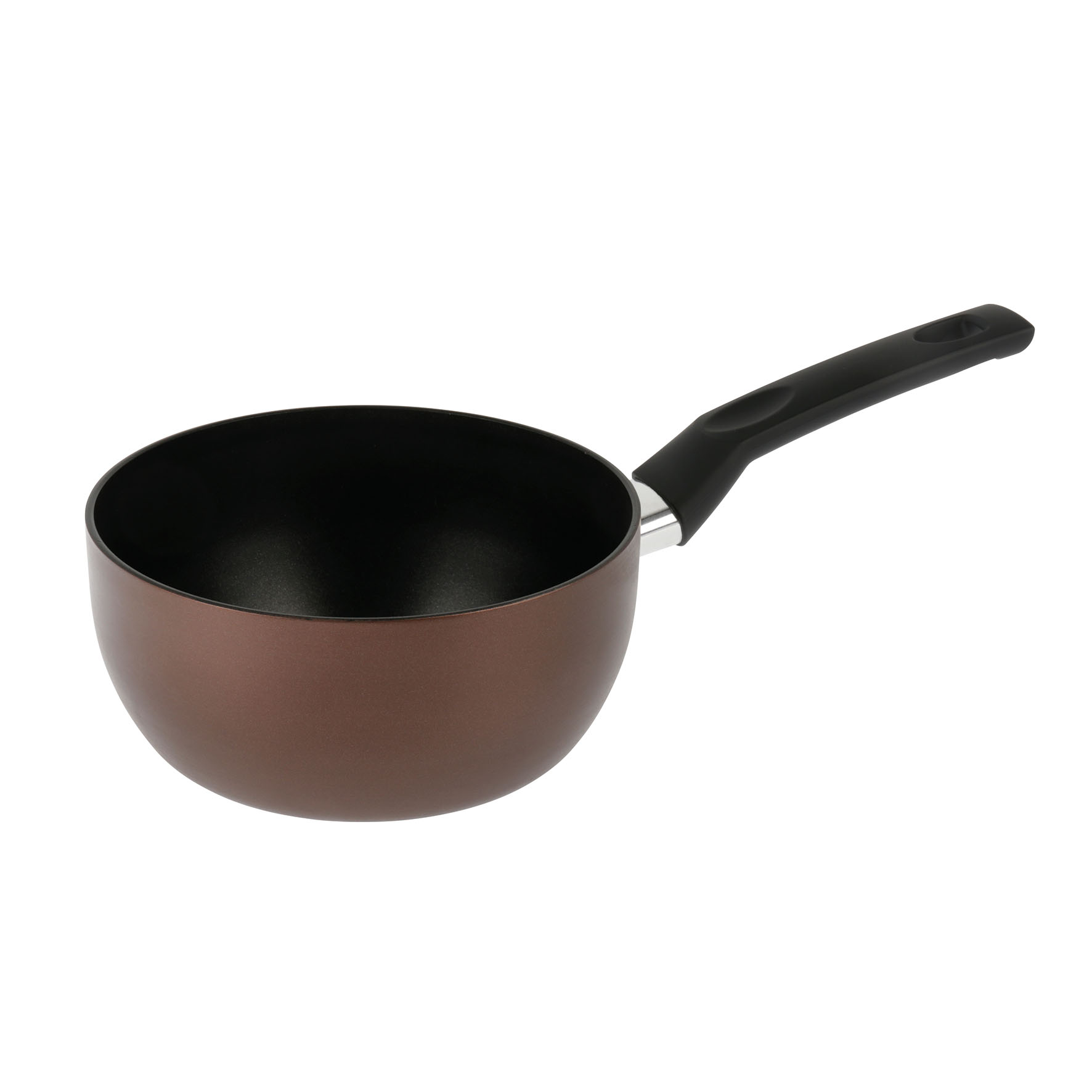 Image de Casserole Aluminium EBENE Marron Ø 18 cm H 8,5 cm - Revêtement anti-adhésif Whitford Xylan sans PFOA, Manche thermorésistant soft touch - Tous feux dont induction