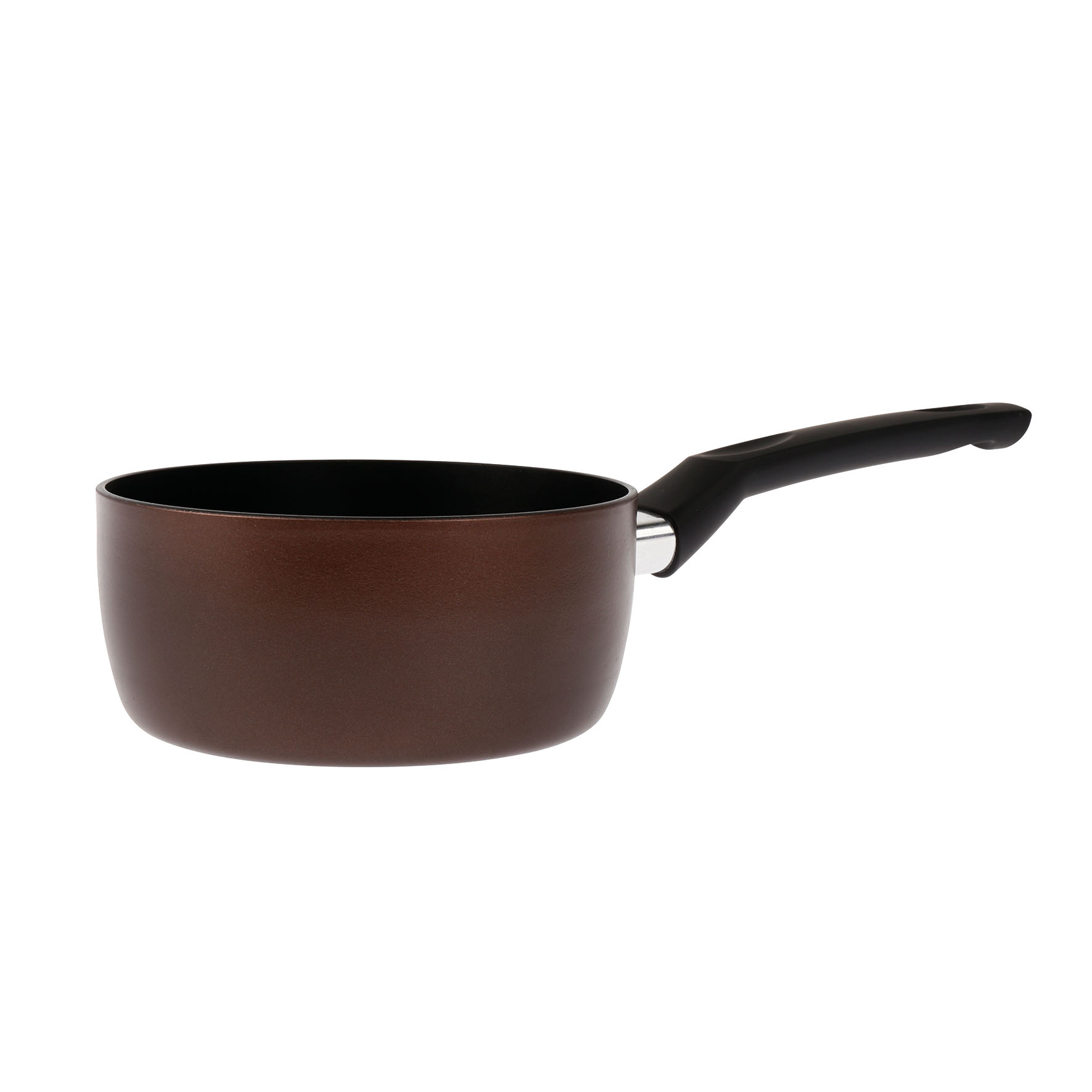 Image de Casserole Aluminium EBENE Marron Ø 16 cm H 7,5 cm - Revêtement anti-adhésif Whitford Xylan sans PFOA, Manche thermorésistant soft touch - Tous feux dont induction