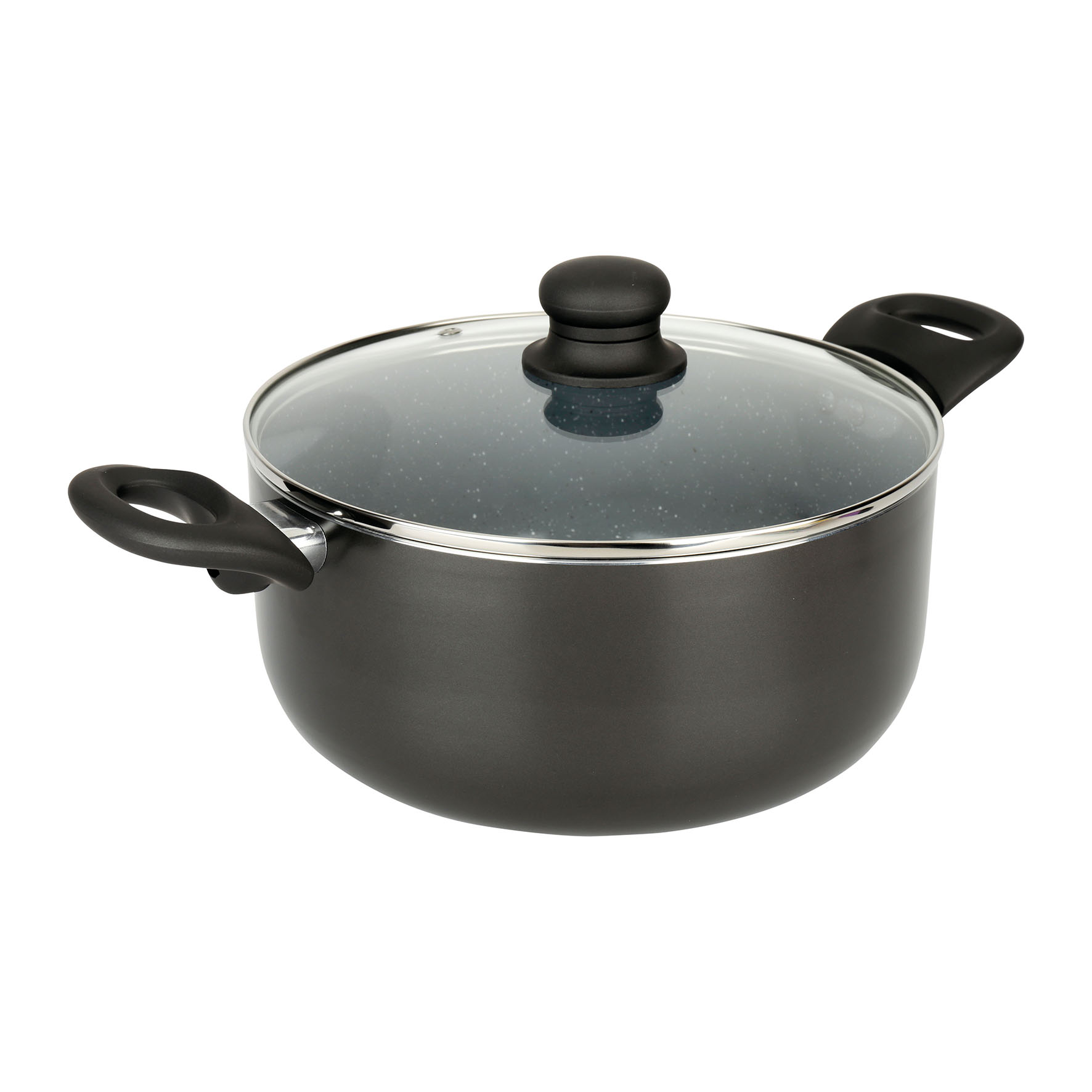 Image de Faitout Aluminium Gris AUTAN Ø 24 cm - Revêtement Antiadhésif Sain en Céramique effet pierre - Couvercle Verre - Tous feux dont induction