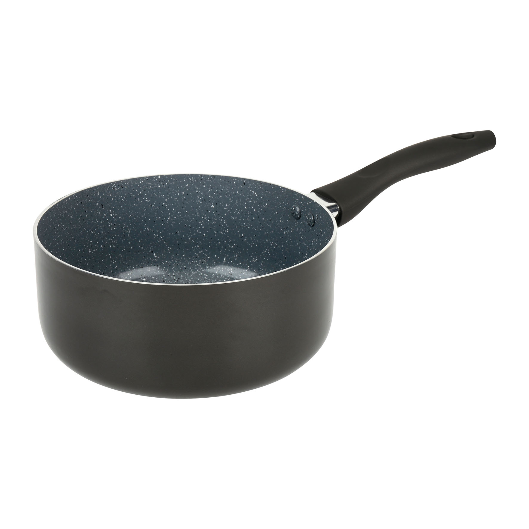 Image de Casserole Aluminium AUTAN Ø 20 cm H 9 cm - Revêtement Antiadhésif Sain en Céramique effet pierre - Coloris Gris - Manche thermorésistant silicone - Tous feux dont induction