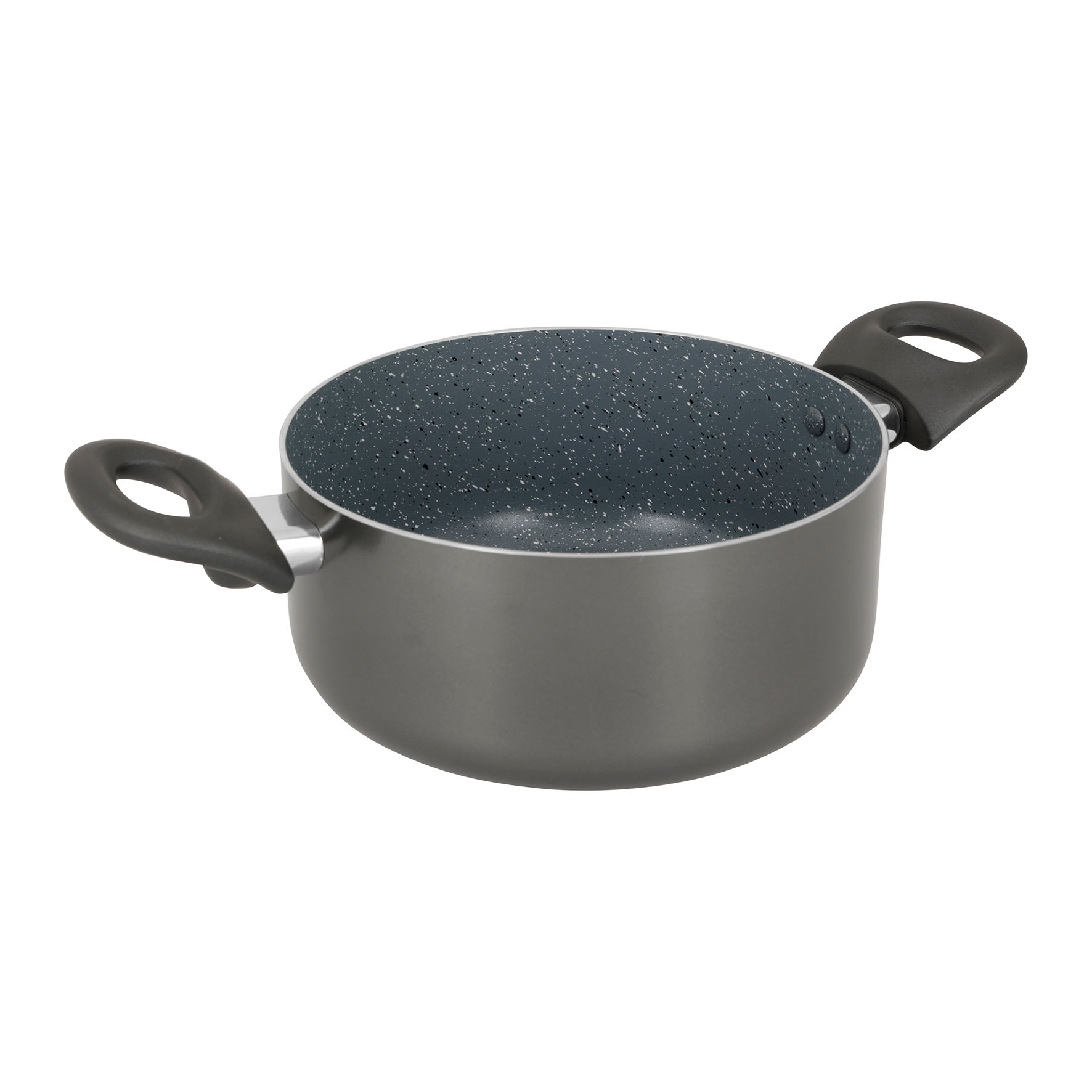 Image de Faitout Aluminium AUTAN Ø 20 cm - Revêtement Antiadhésif Sain en Céramique effet pierre - Coloris Gris - Poignées thermorésistantes silicone - Tous feux dont induction