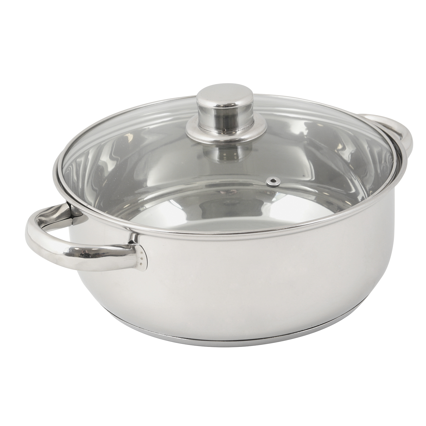 Image de Faitout en acier inoxydable 4 litres diam. 24 cm - avec couvercle vapeur en verre - tous feux dont induction