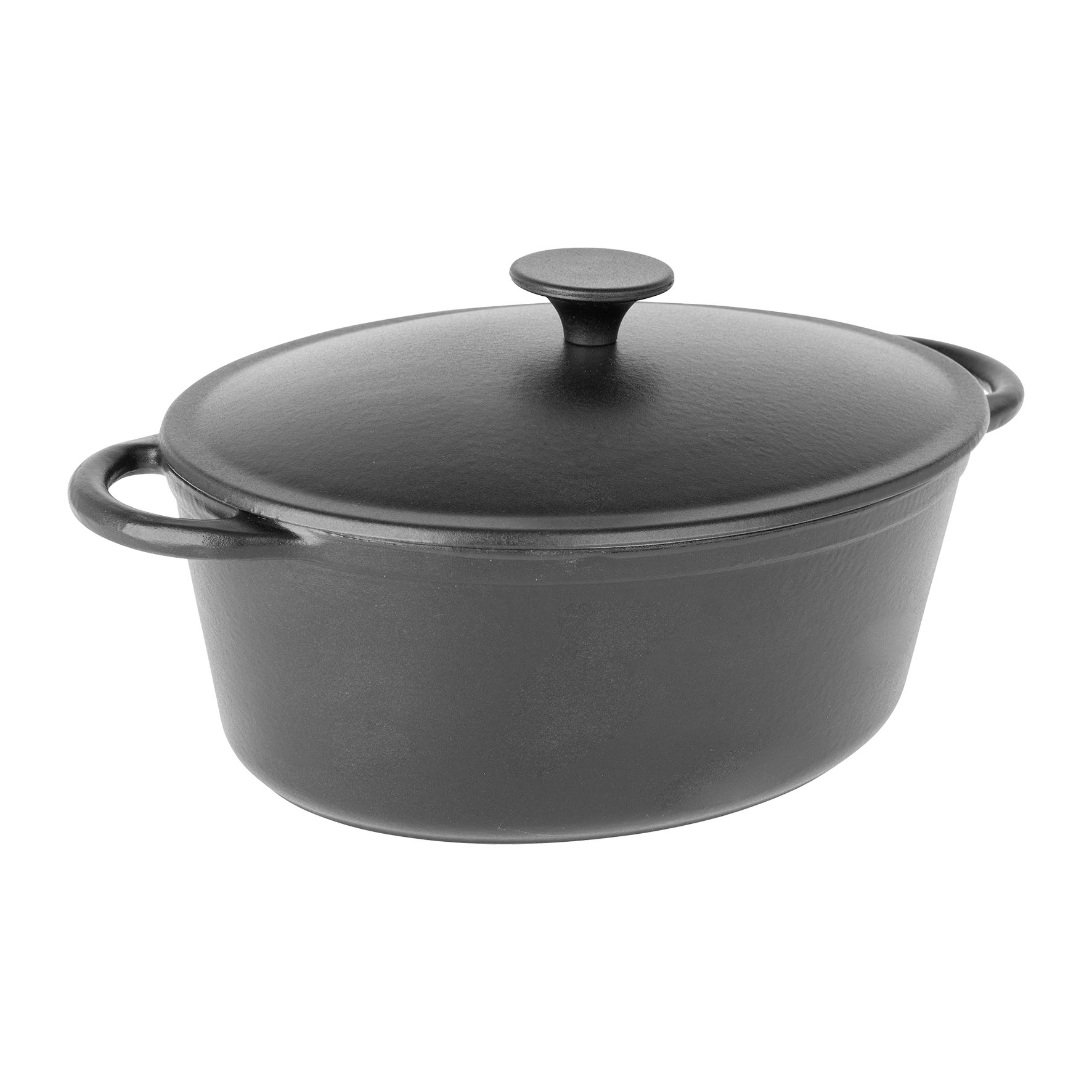 Image de COCOTTE Gourmet Onyx ovale en fonte émaillée 4 litres - Extérieur noir et intérieur noir - toutes sources de chaleur y compris induction