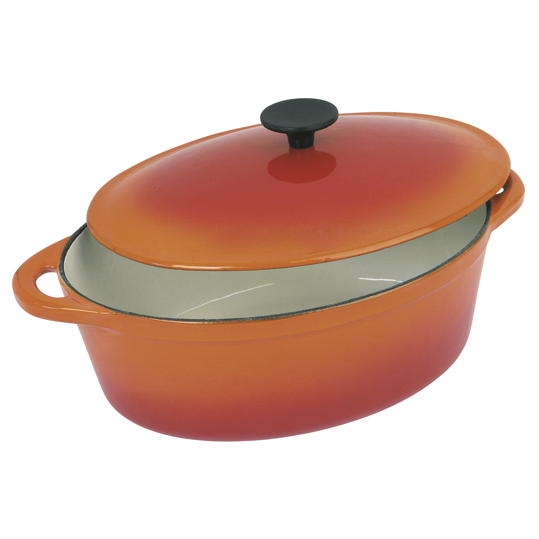 Image de COCOTTE Grand Chef ovale en fonte émaillée 4 litres - Extérieur orange - toutes sources de chaleur y compris induction