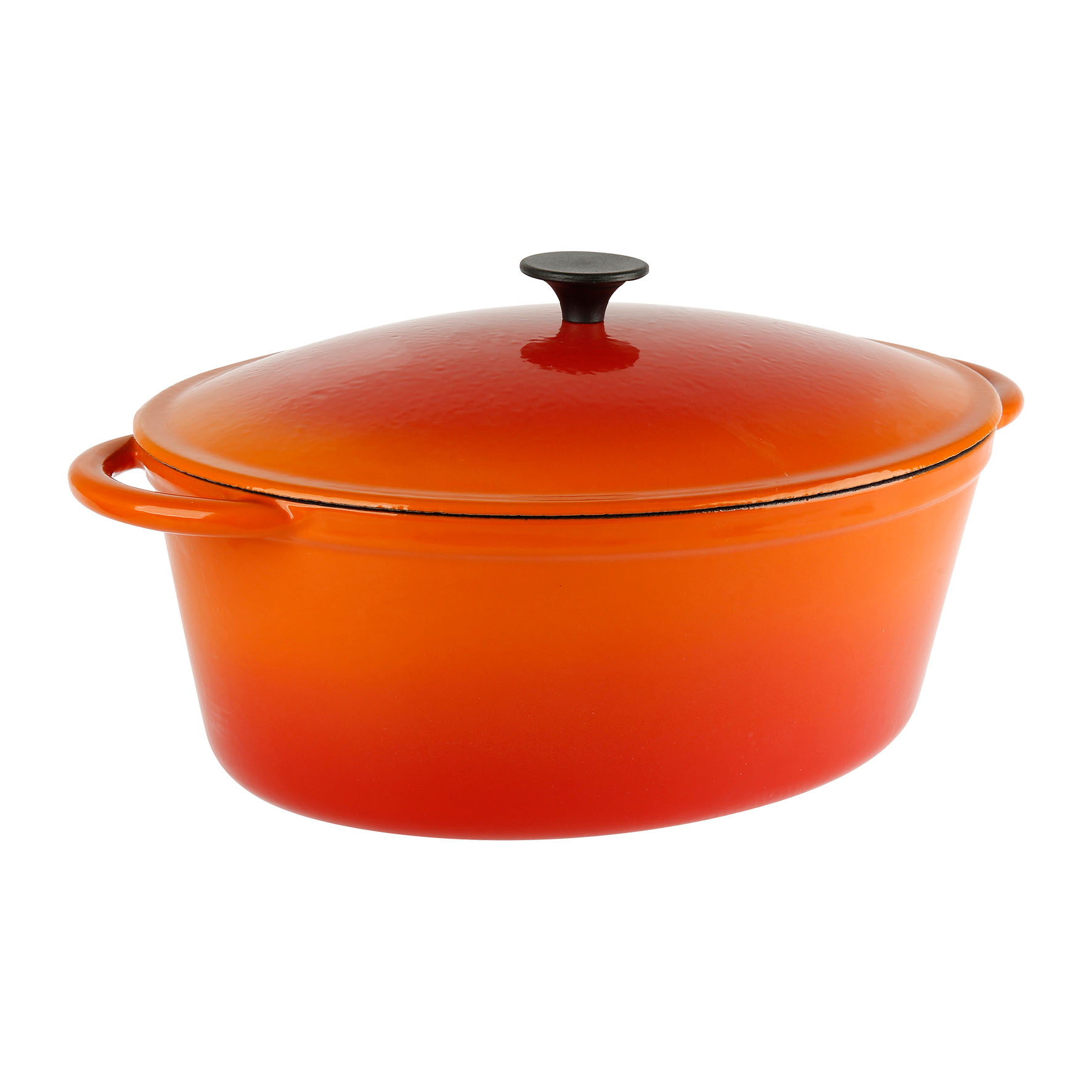 Image de OCOTTE Grand Chef ovale en fonte émaillée 9 litres - Extérieur orange et intérieur blanc - toutes sources de chaleur y compris induction