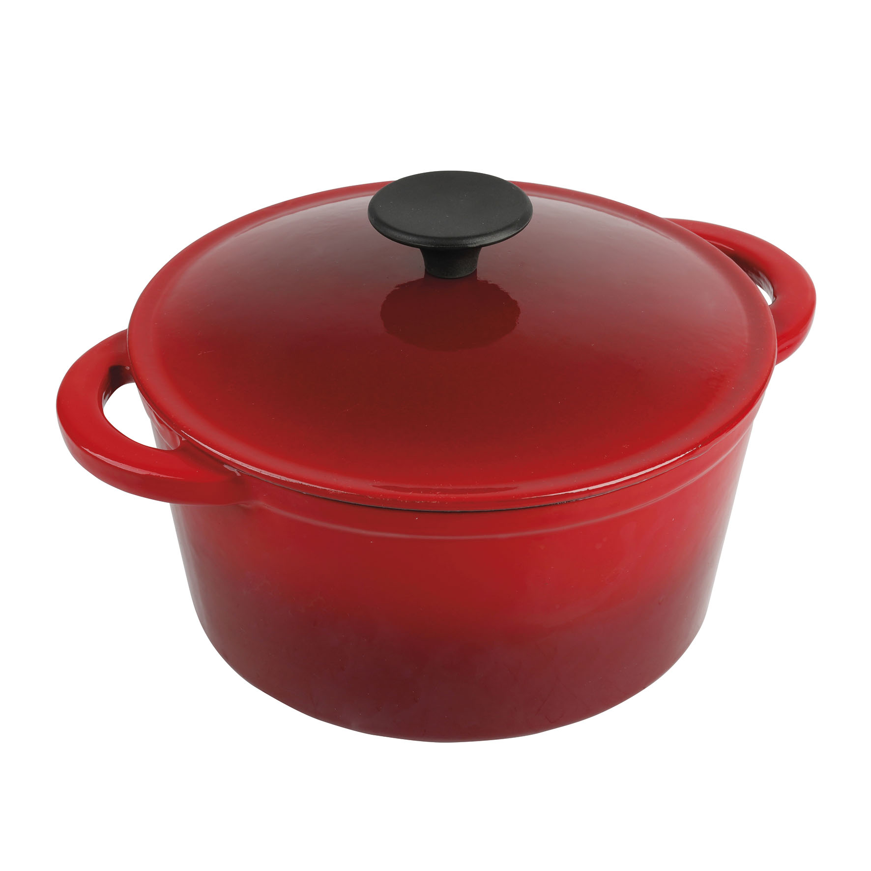 Image de COCOTTE Grand Chef ronde en fonte émaillée 2,5 litres - Extérieur rouge et intérieur blanc - toutes sources de chaleur y compris induction
