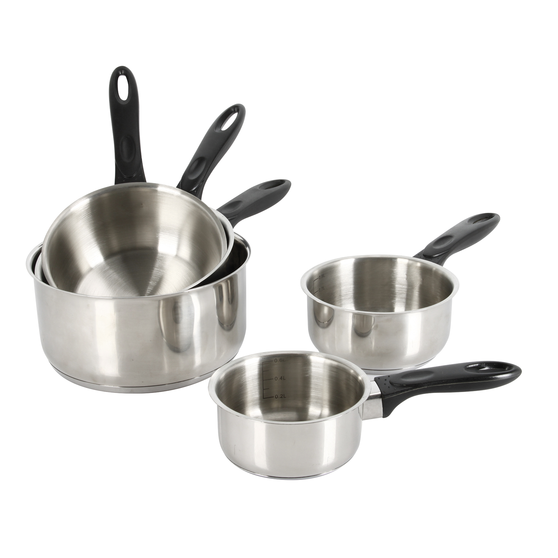 Image de Lot de 5 Casseroles Acier Inoxydable Ø12/14/16/18 et 20 cm - Poignée Thermorésistante - Tous Feux dont Induction