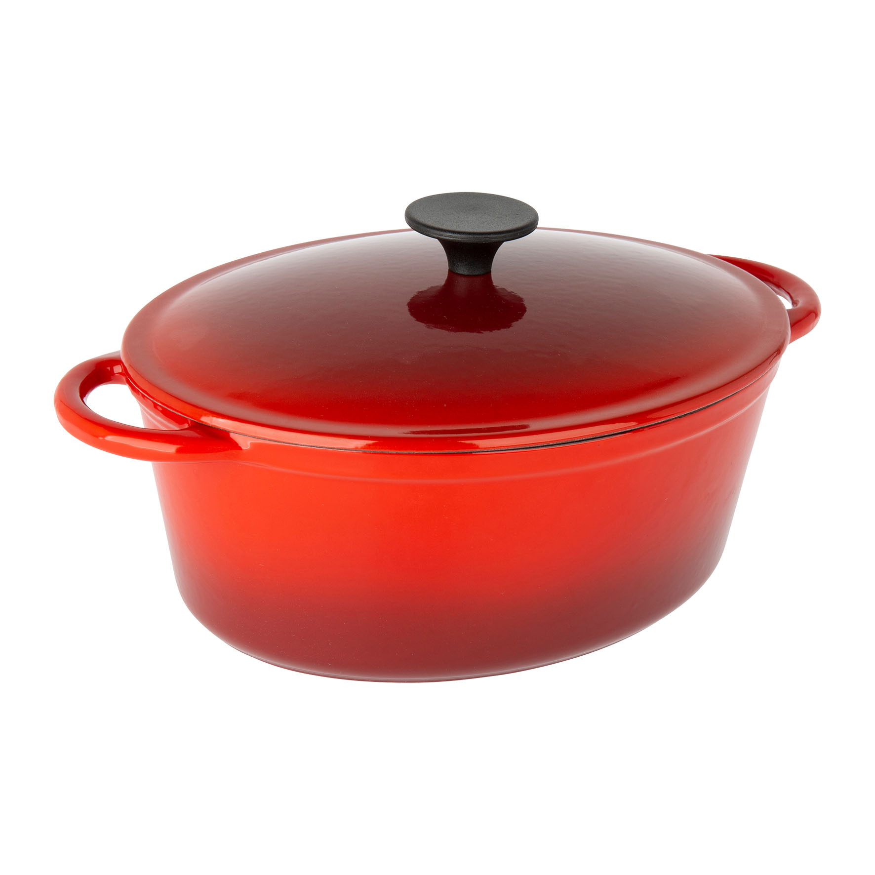 Image de COCOTTE Gourmet Rubis ovale en fonte émaillée 4 litres - Extérieur rouge et intérieur noir - toutes sources de chaleur y compris induction