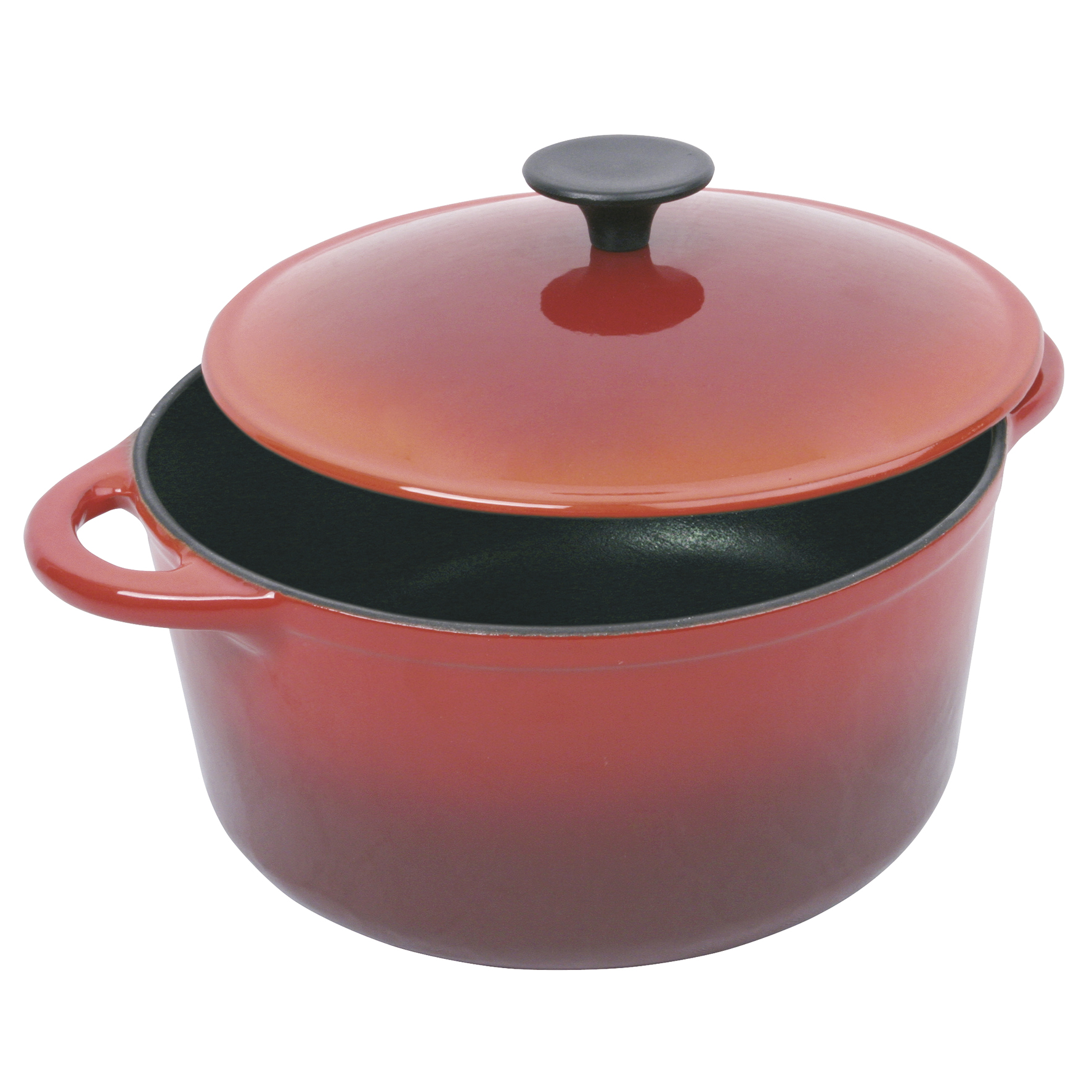 Image de COCOTTE Gourmet Rubis ronde en fonte émaillée 4 litres - Extérieur rouge et intérieur noir - toutes sources de chaleur y compris induction
