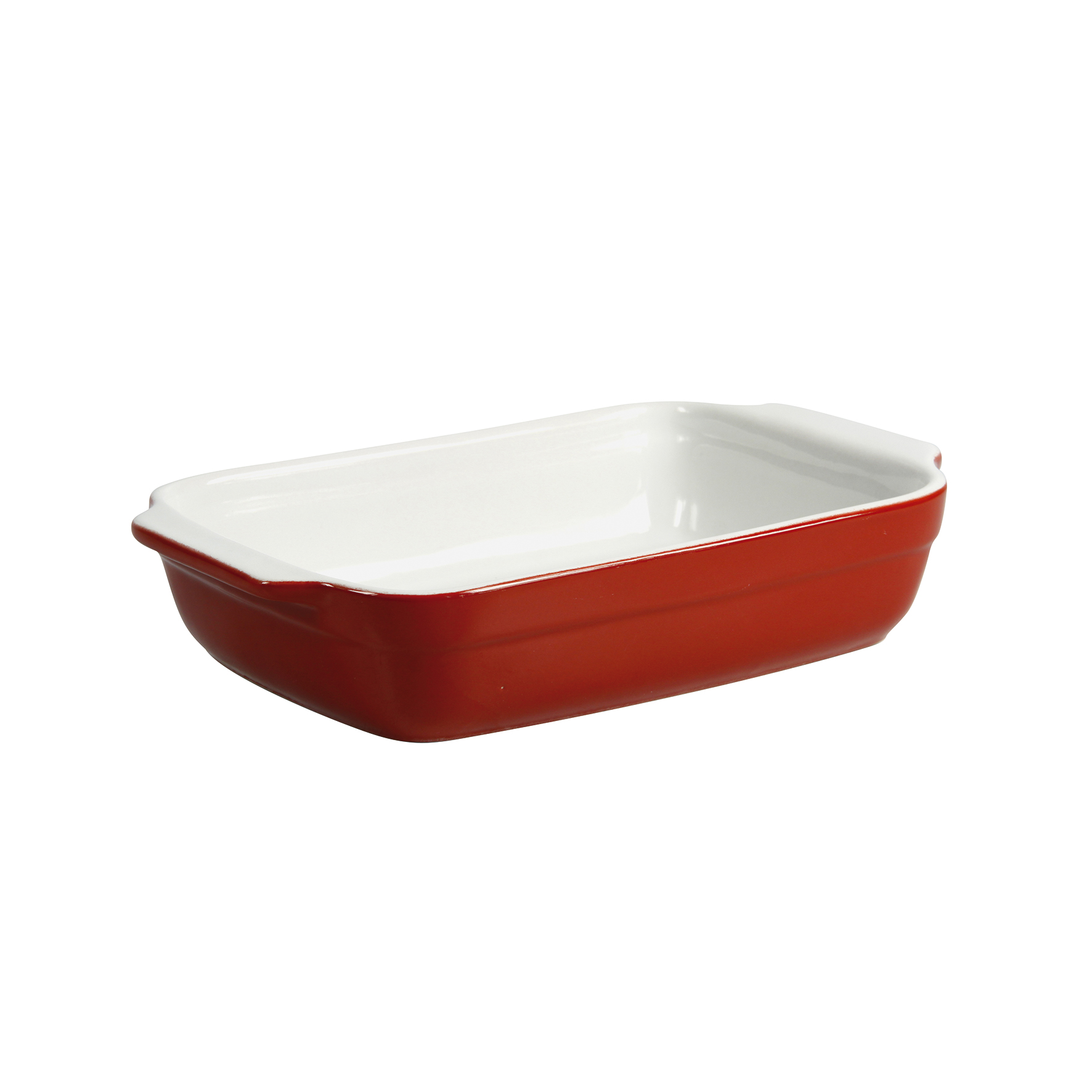 Image de Plat à Four Rectangulaire avec Anses - Céramique colori Framboise - 25 x 15 x 5 cm