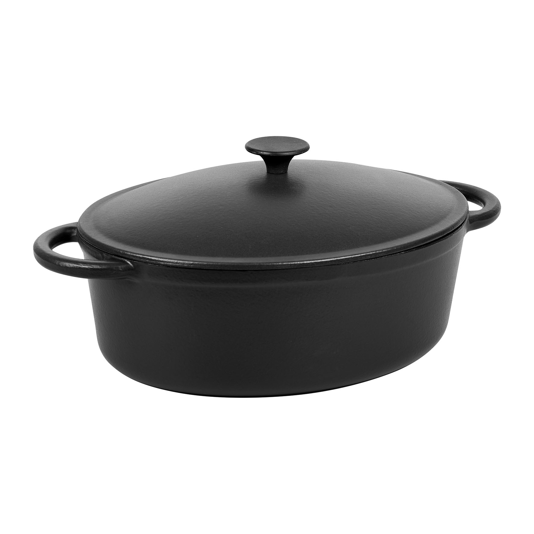 Image de Cocotte émaillée en Fonte d'acier Ovale Intérieur/extérieur Noir Volume 6.5L - L. 32 cm pour 6 à 7 convives - Tous feux dont Induction