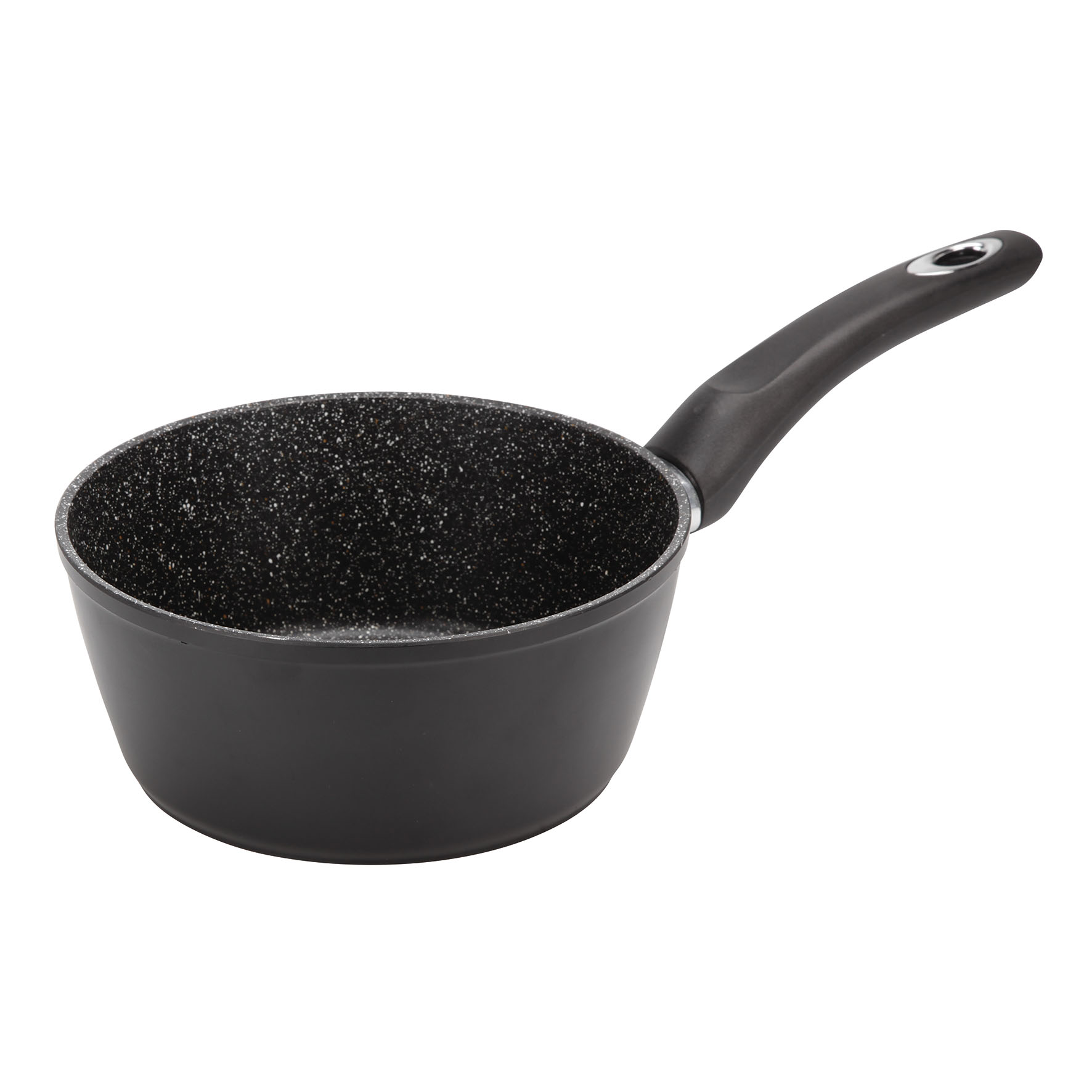 Image de Casserole en Aluminium Forgé Noir GRANITY Ø18 cm H 8 cm - Revêtement anti-adhésif 3 couches effet Pierre sans PFOA - Tous Feux dont Induction