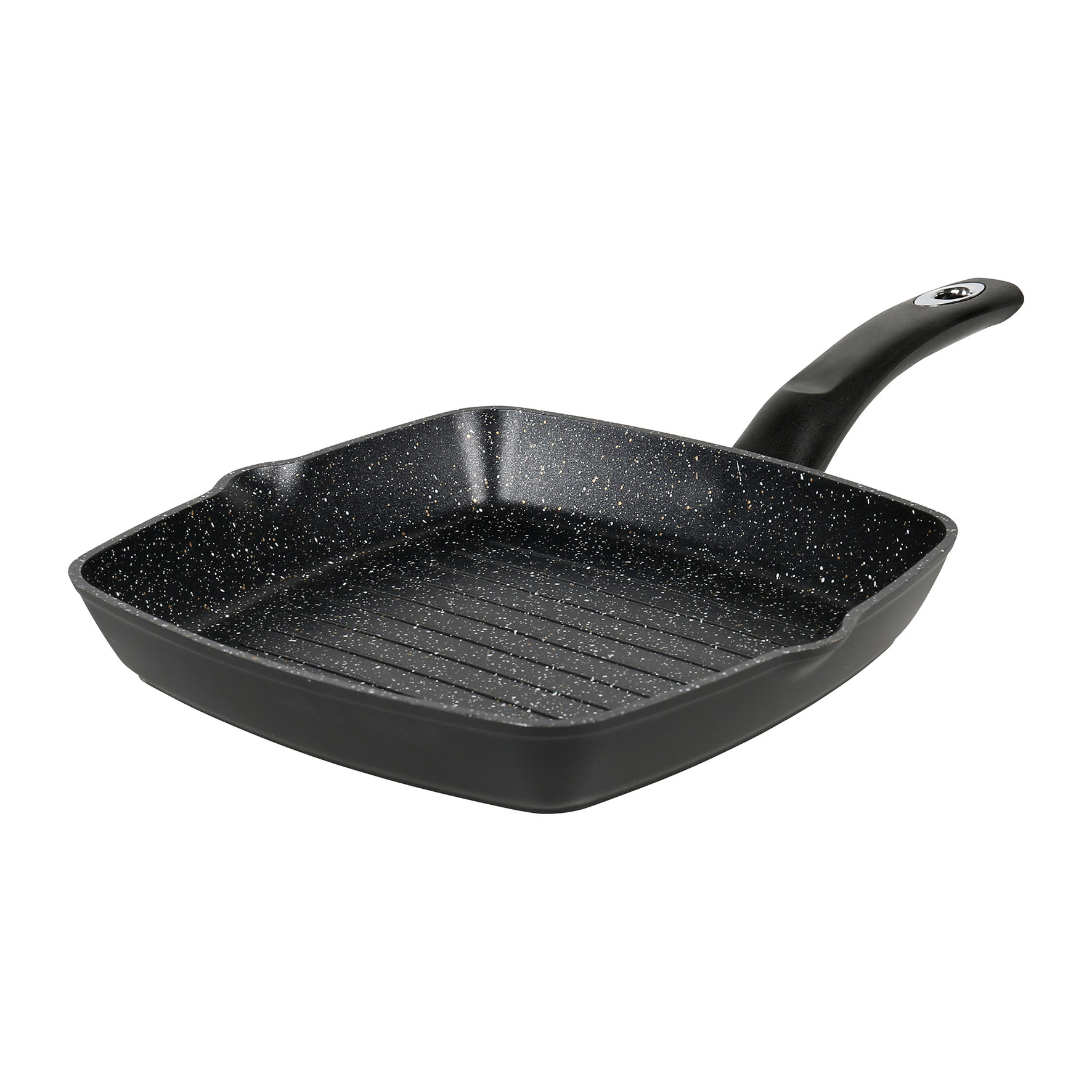 Image de Poêle à griller en aluminium forgé 24 x 24 cm Gamme GRANITY - Revêtement intérieur anti-adhésif effet pierre sans PFOA - Grill à viande Tous feux dont Induction